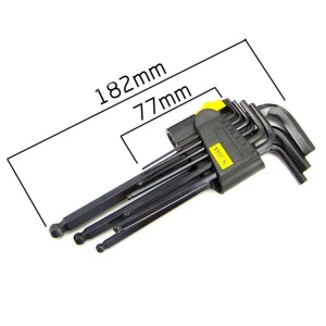 TSX TOOL Ilgų šešiakampių raktų su rutuliniu galu rinkinys 9 vnt. 1,5-10mm