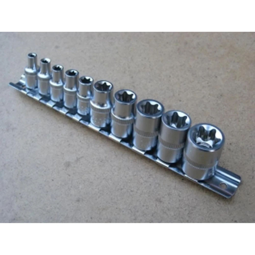1/4 Torx lizdinių raktų rinkinys 10 vnt. TSX TOOL iš chromo vanadžio plieno