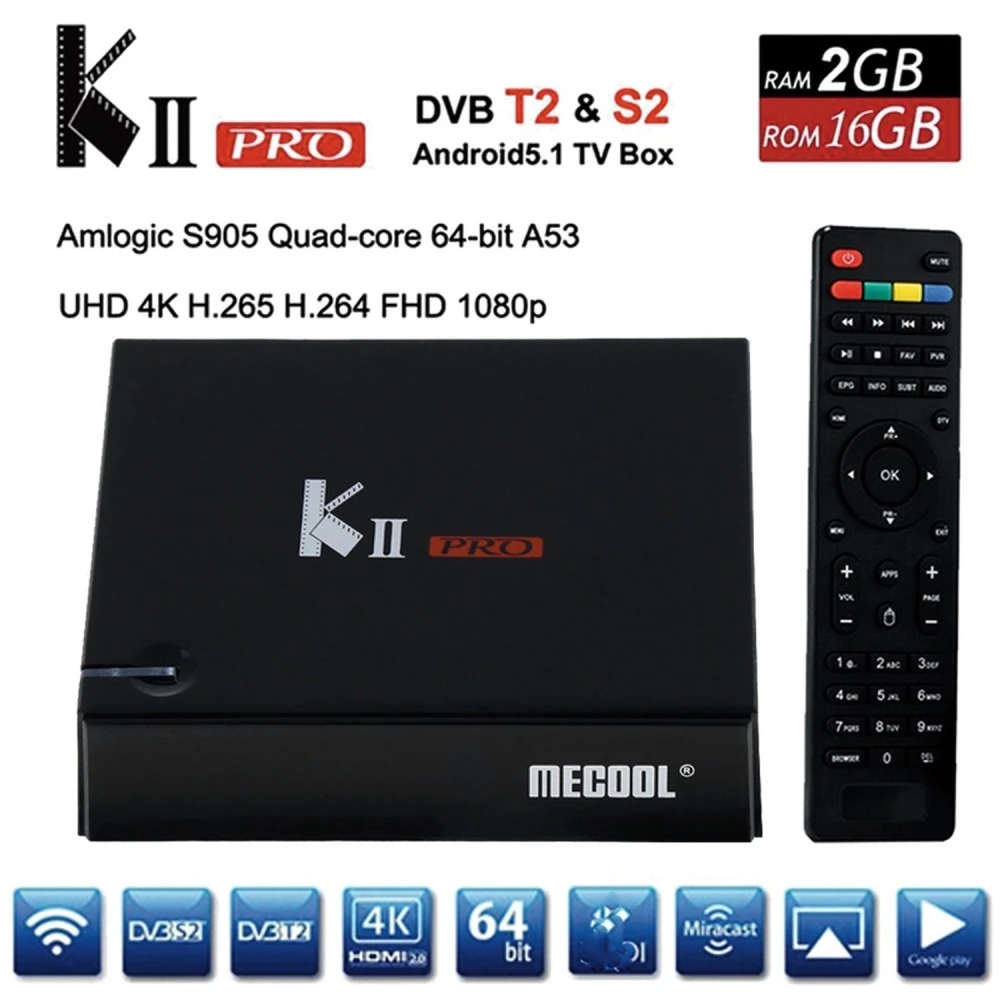 Kii Pro dvigubas DVB-S2 DVB-T2 Android TV Box 2GB/16GB 4K