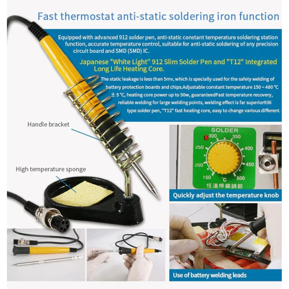 Sunkko 709AD+ taškinio suvirinimo aparatas 220V su lituokliu 18650 baterijoms