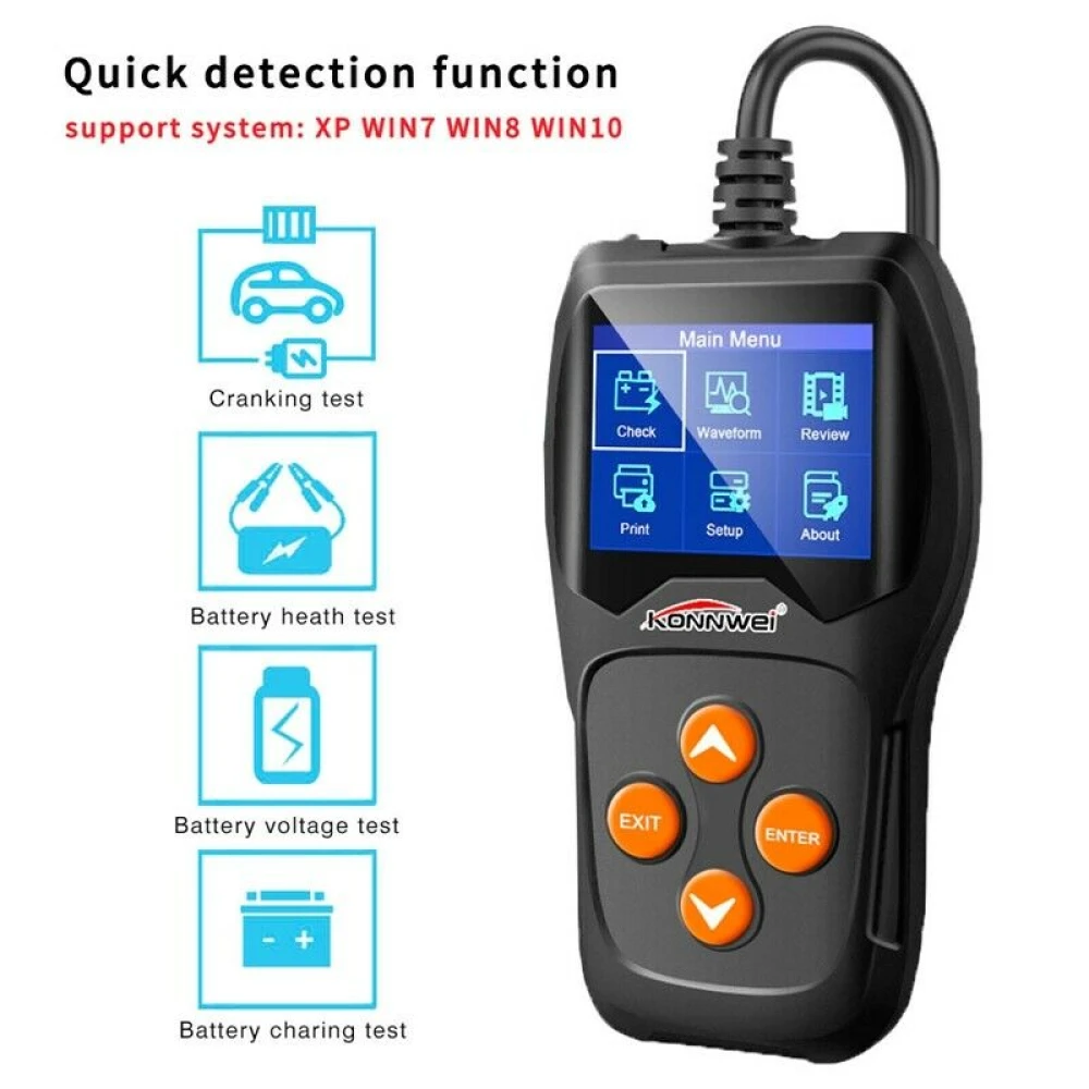 Konnwei KW600 12V akumuliatoriaus testeris automobiliui ir motociklui