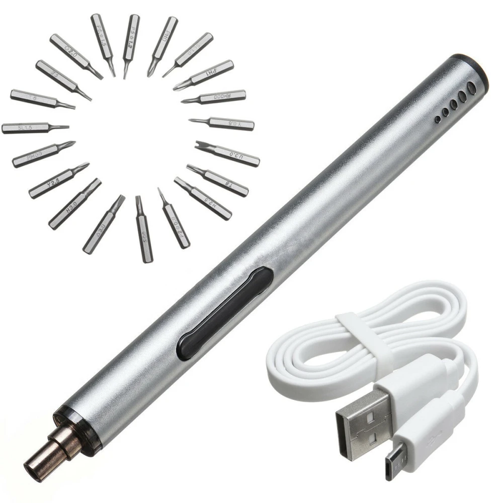 Mini elektrinis atsuktuvas belaidis USB įkraunamas 3 LED 22in1 rinkinys