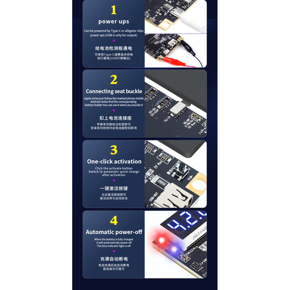 Mechanic BA27 baterijos aktyvavimo plokštė iPhone ir Android