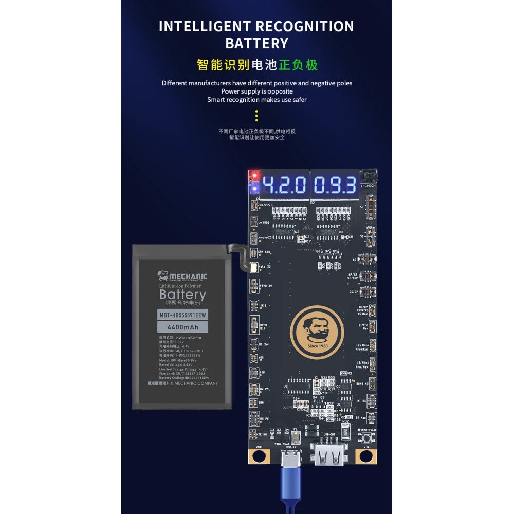 Mechanic BA27 baterijos aktyvavimo plokštė iPhone ir Android