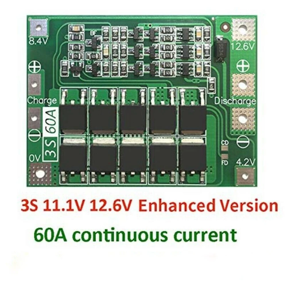 Placa de protección PCB 3S 60A batería litio instalada en batería