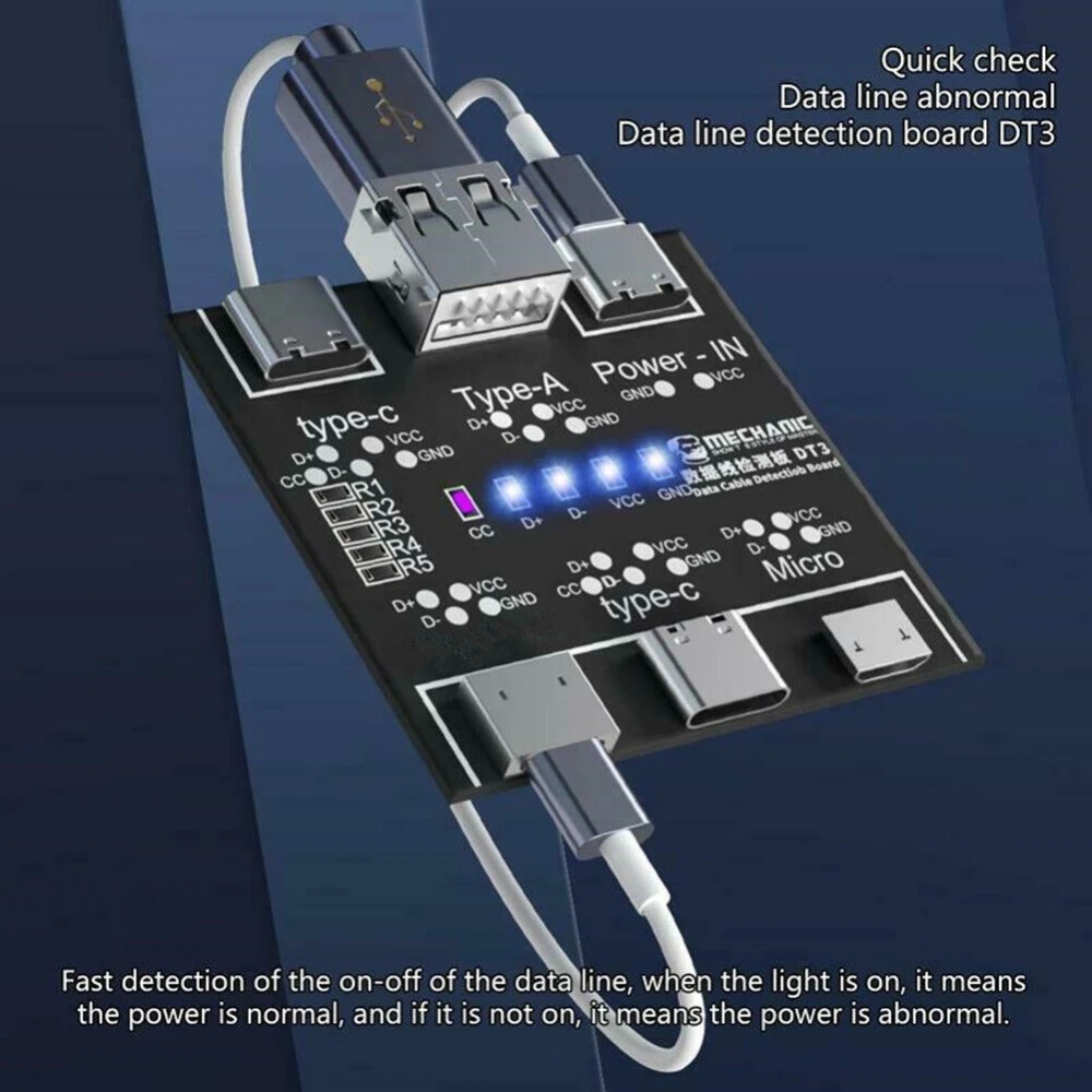 Herramienta de detección en placa PCB para cables USB Mechanic DT3