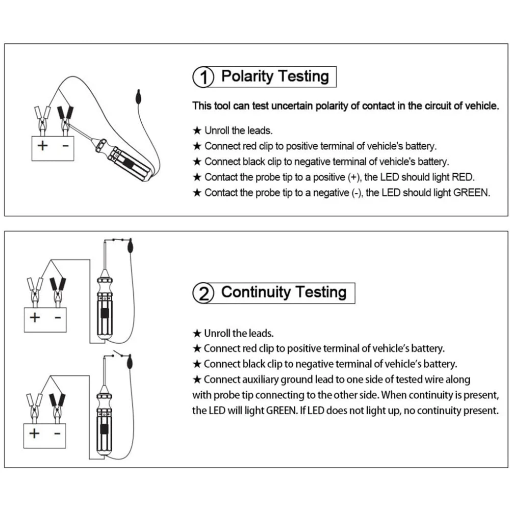 DY18 automobilio grandinės testeris 12V ir 24V elektros diagnostikai