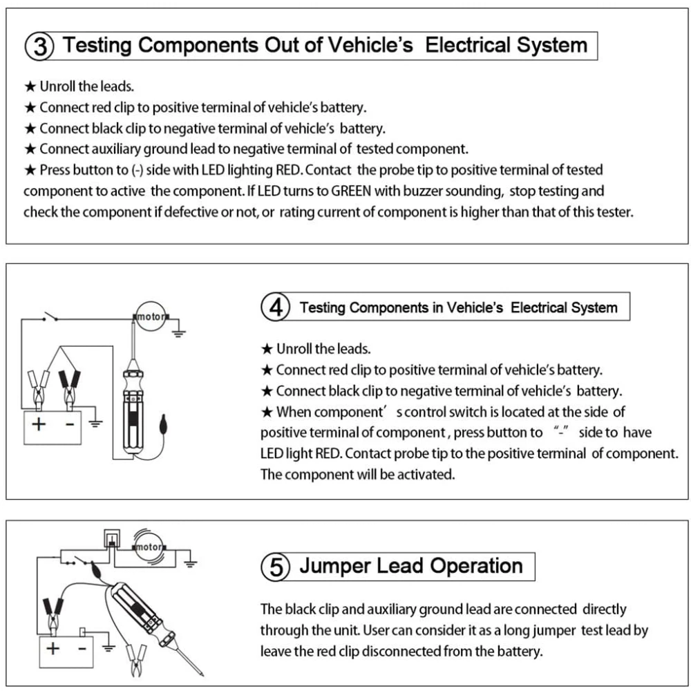 DY18 automobilio grandinės testeris 12V ir 24V elektros diagnostikai