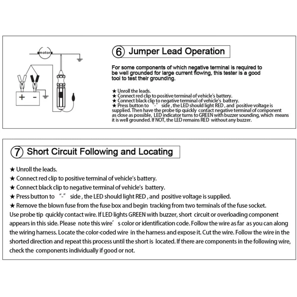 DY18 automobilio grandinės testeris 12V ir 24V elektros diagnostikai
