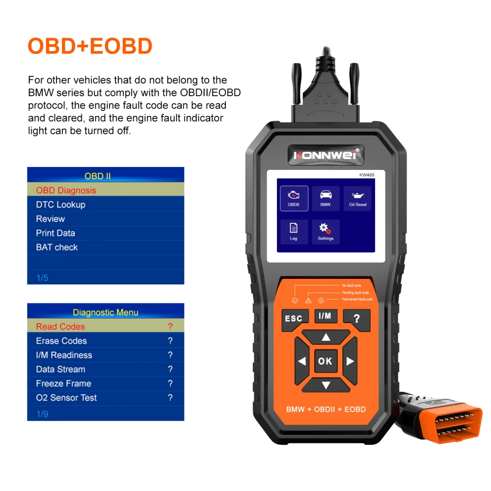 BMW diagnostikos skeneris Konnwei KW480 - OBD2 įrankis
