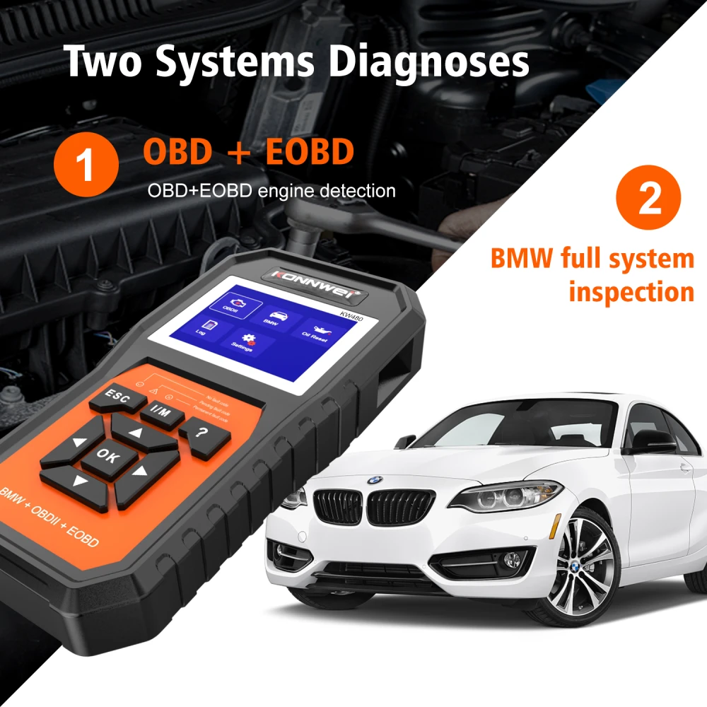 BMW diagnostikos skeneris Konnwei KW480 - OBD2 įrankis