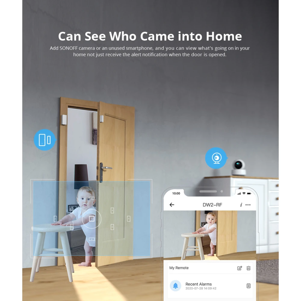 SONOFF DW2 RF belaidis durų ir langų jutiklis namų apsaugai