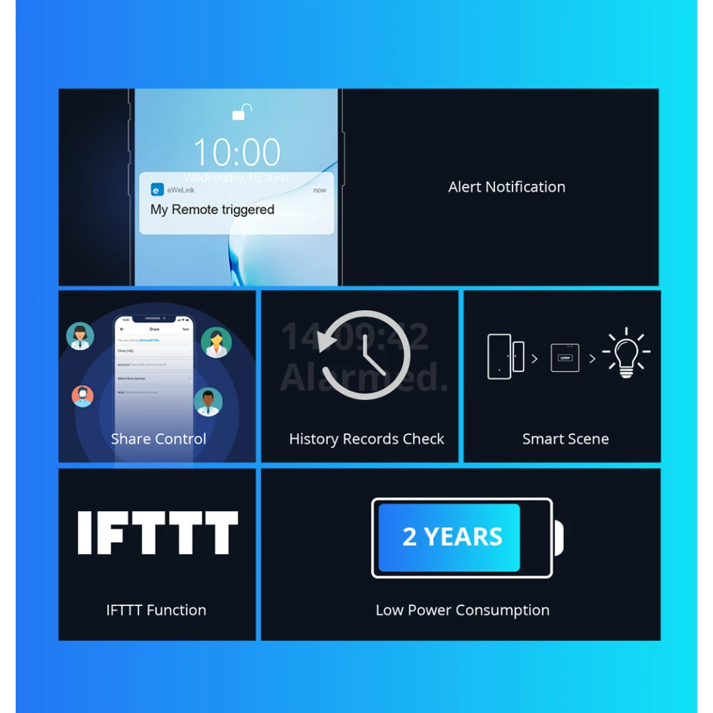SONOFF DW2 RF belaidis durų ir langų jutiklis namų apsaugai