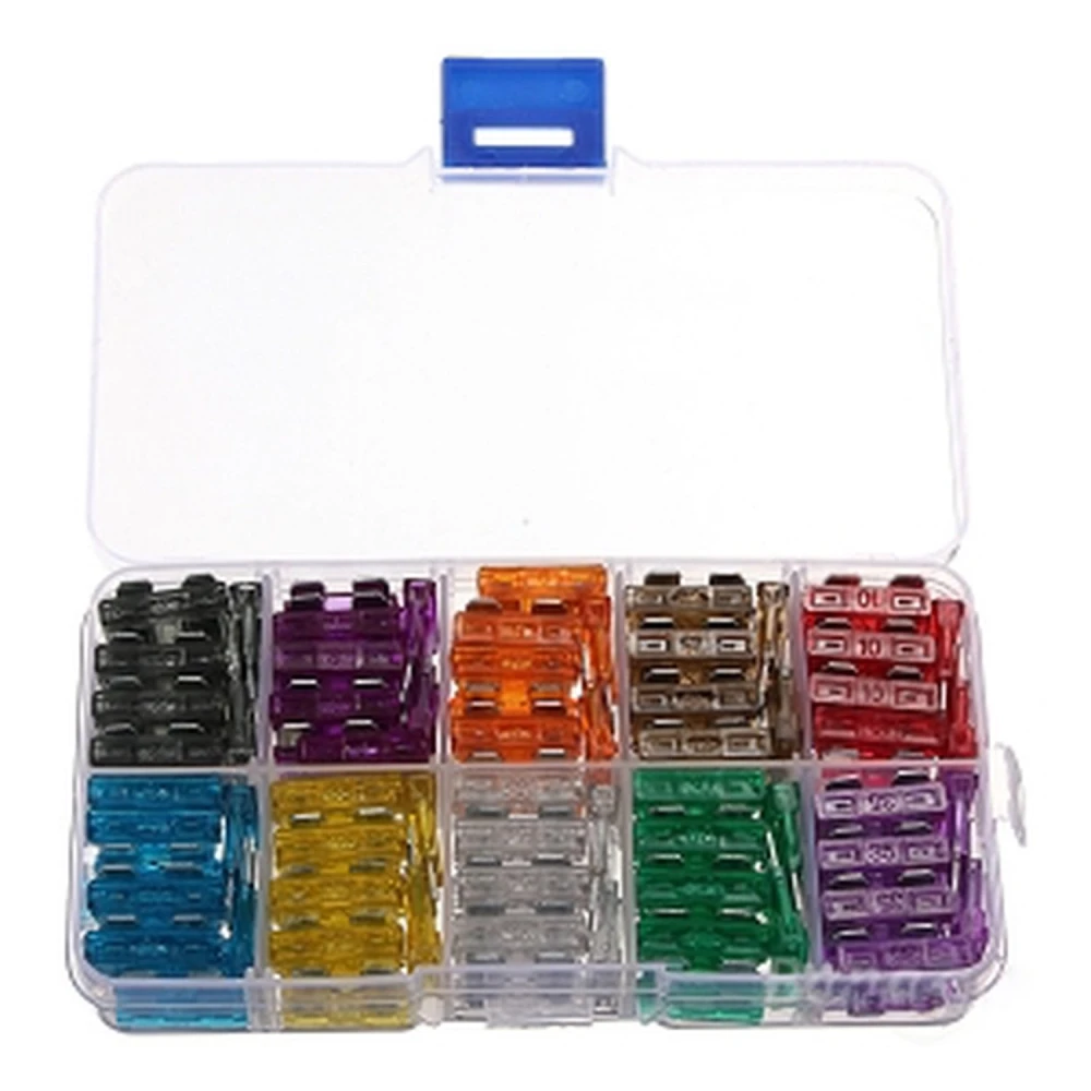 100 automobilių saugiklių rinkinys su 10 verčių 2A–35A TSX TOOL