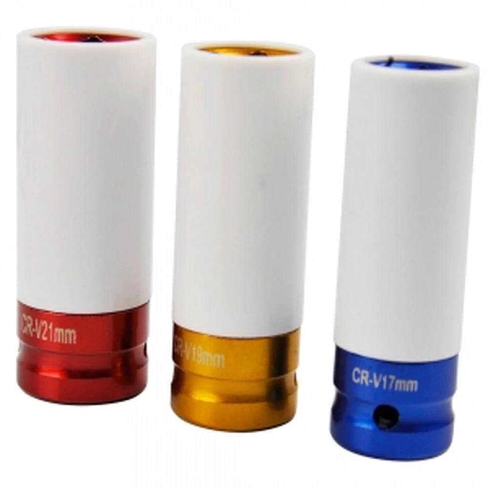 Gilios plonos sienelės ratų veržlių galvučių rinkinys 1/2'' Drive 17mm 19mm 21mm
