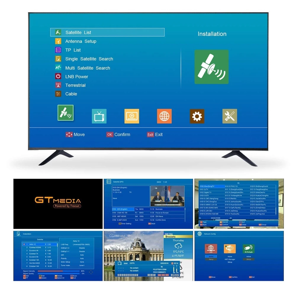 Empaque del receptor satélite Freesat V8 Nova HD wifi con accesorios