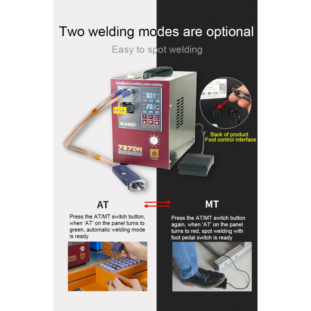 Taškinis suvirintuvas Sunkko 737DH 18650 14500 21700 baterijoms