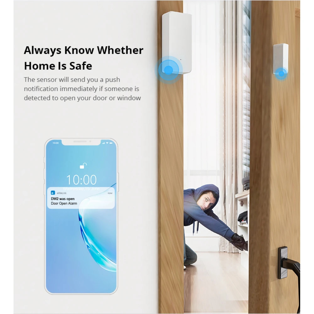 SONOFF SDW2 WiFi belaidis durų ir langų atidarymo jutiklis