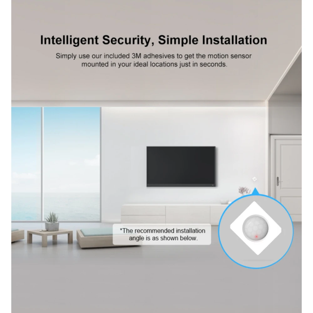 Vista lateral del sensor de movimiento inalámbrico SONOFF SNZB-03 ZigBee