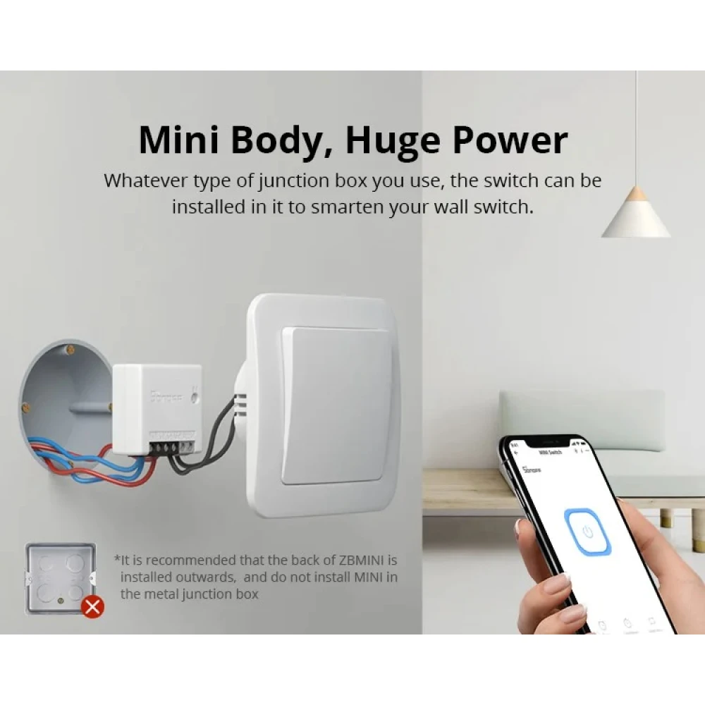 SONOFF ZBMINI ZigBee išmanusis mini jungiklis šviesos valdymui 2 krypčių