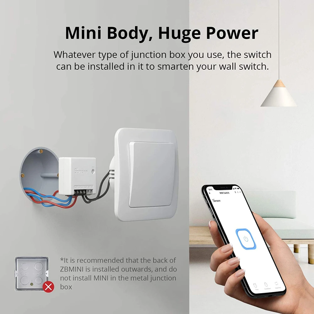 SONOFF ZBMINI ZigBee išmanusis mini jungiklis šviesos valdymui 2 krypčių