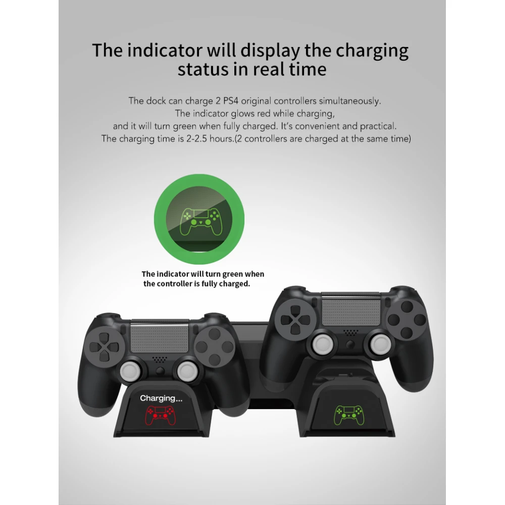 Soporte con luz indicadora de carga para mandos PS4