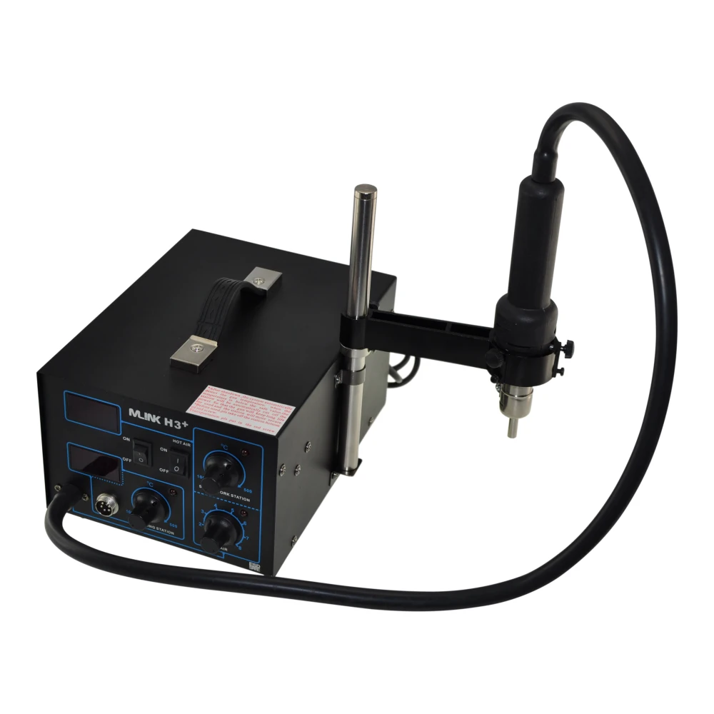 Soporte para pistola de aire caliente Mlink colocado en estación de soldadura