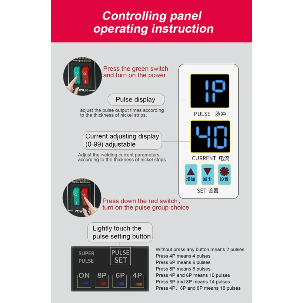 SUNKKO 738AL: taškinio suvirinimo aparatas 18650 ličio baterijoms