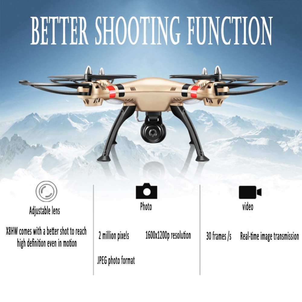 Syma X8hw dronas kvadrokopteris FPV su HD WiFi kamera