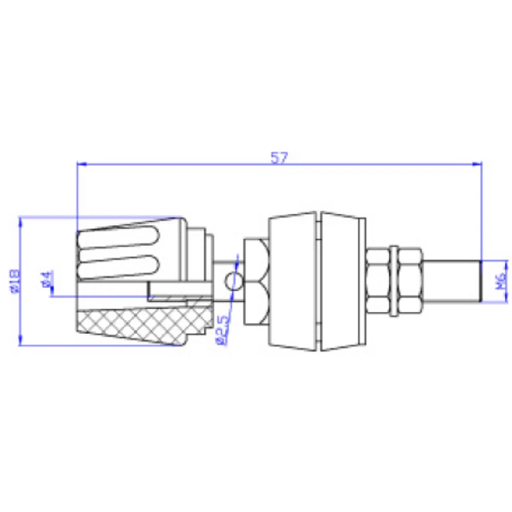 4 mm moteriški gnybtai raudoni juodi 60V 50A 2 vnt. Amass paneliui