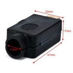 Vista lateral del terminal HDMI macho sin soldadura con kit de cubierta negra