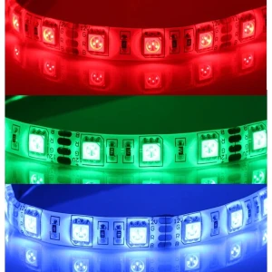 12V RGB LED juosta 5 metrų reguliuojama SMD5050 60LED/m IP65